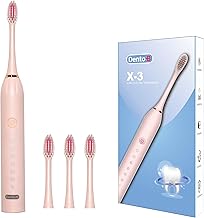Dento-B Adult X-3 Sonic Electric Toothbrush With 3 Brush Heads 6 Brushing Modes 42000 Vibrations Per Minute 2 Hours Charging Lasts Upto 60 Days Ipx7 Waterproof Head 1 Year Warranty Multicolor (Pink)