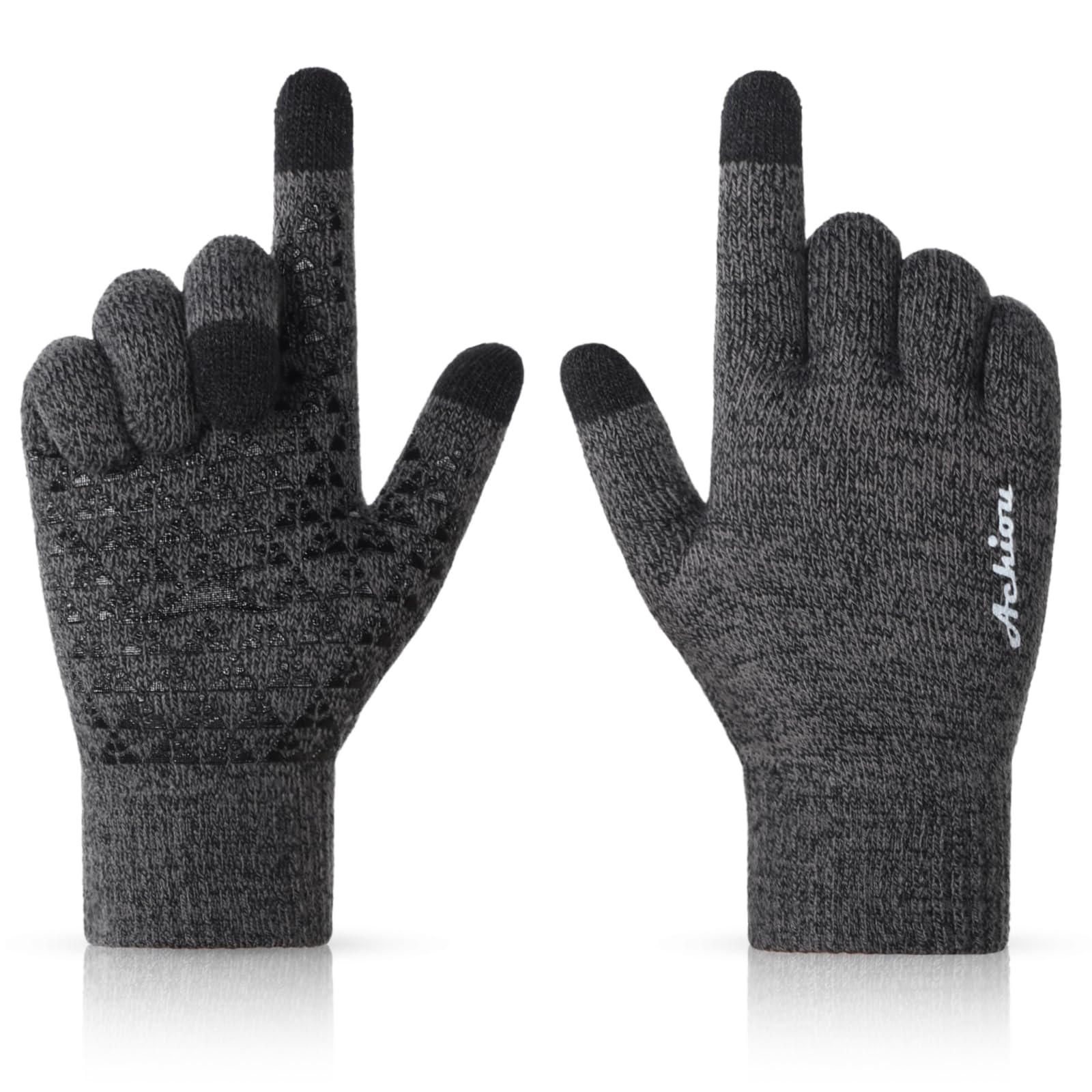 Achiou Winter Gloves for Men and Women, Touchscreen Soft Knit Gloves