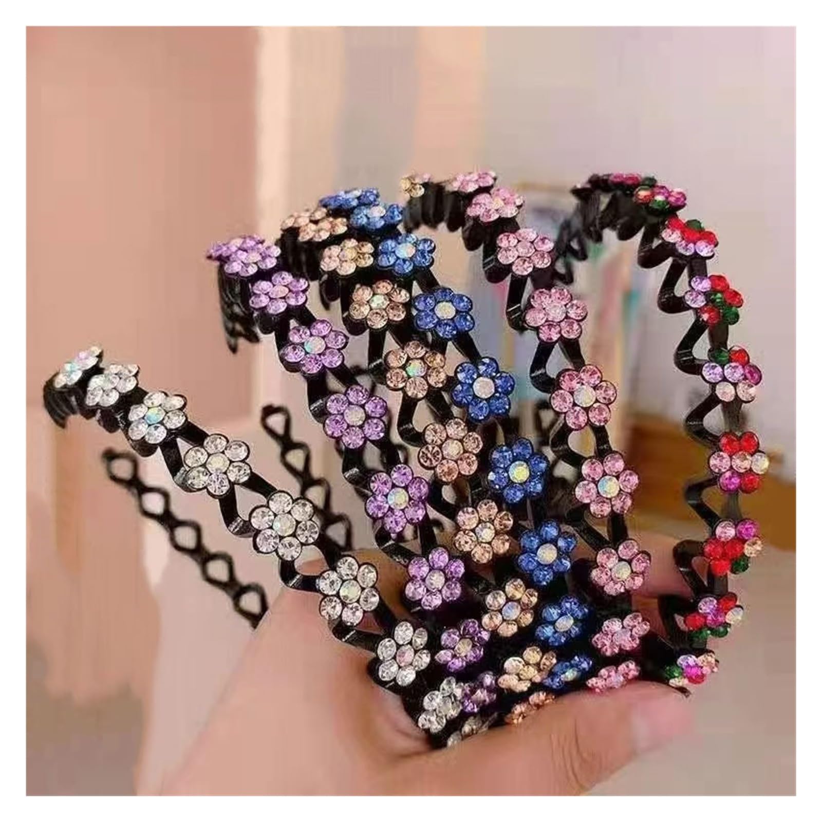 10pcs Rhinestone Wavy Headband Per Donne