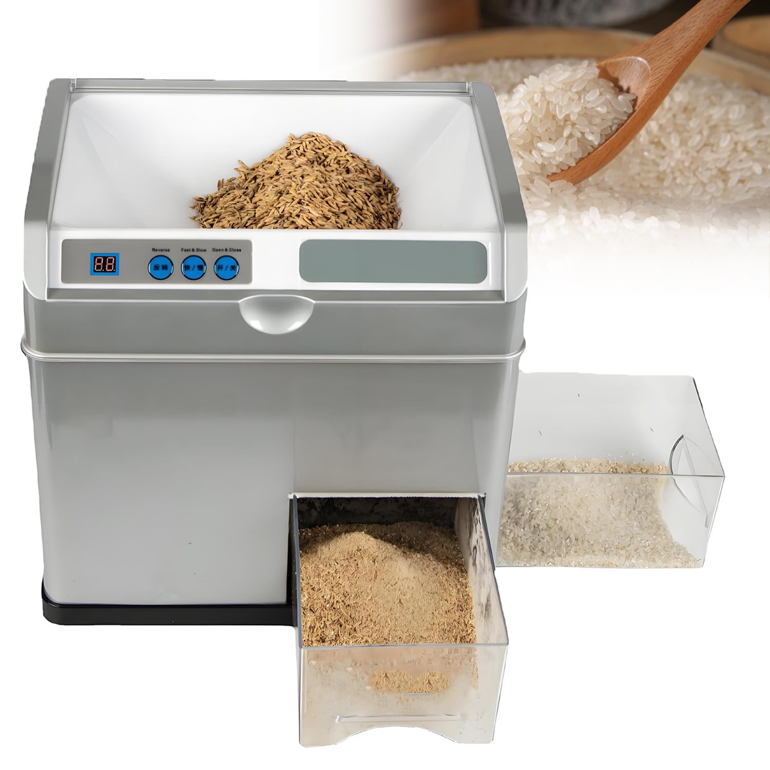 QuinteZhenTially Automatic Wheat Cereals Peeling Sheller,Silver Gray