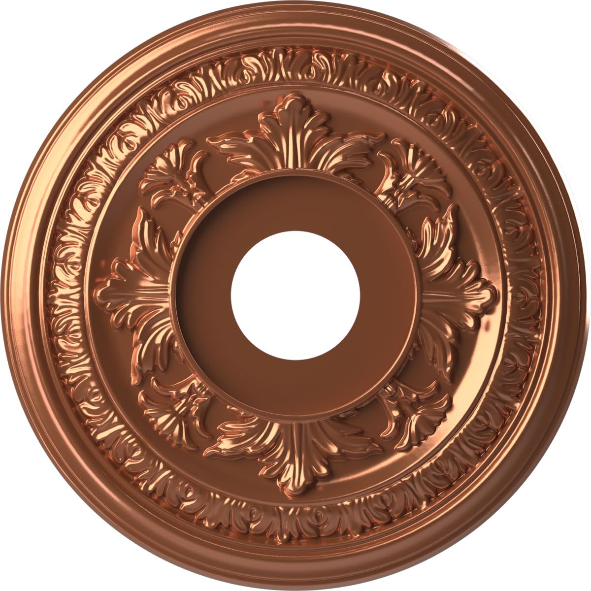 Ekena Millwork CMP16BABCO Baltimore Thermoformed PVC Ceiling Medallion (Fits Canopies up to 6 1/2"), 16"OD x 3 1/2"ID x 1"P, Bright Coat Copper