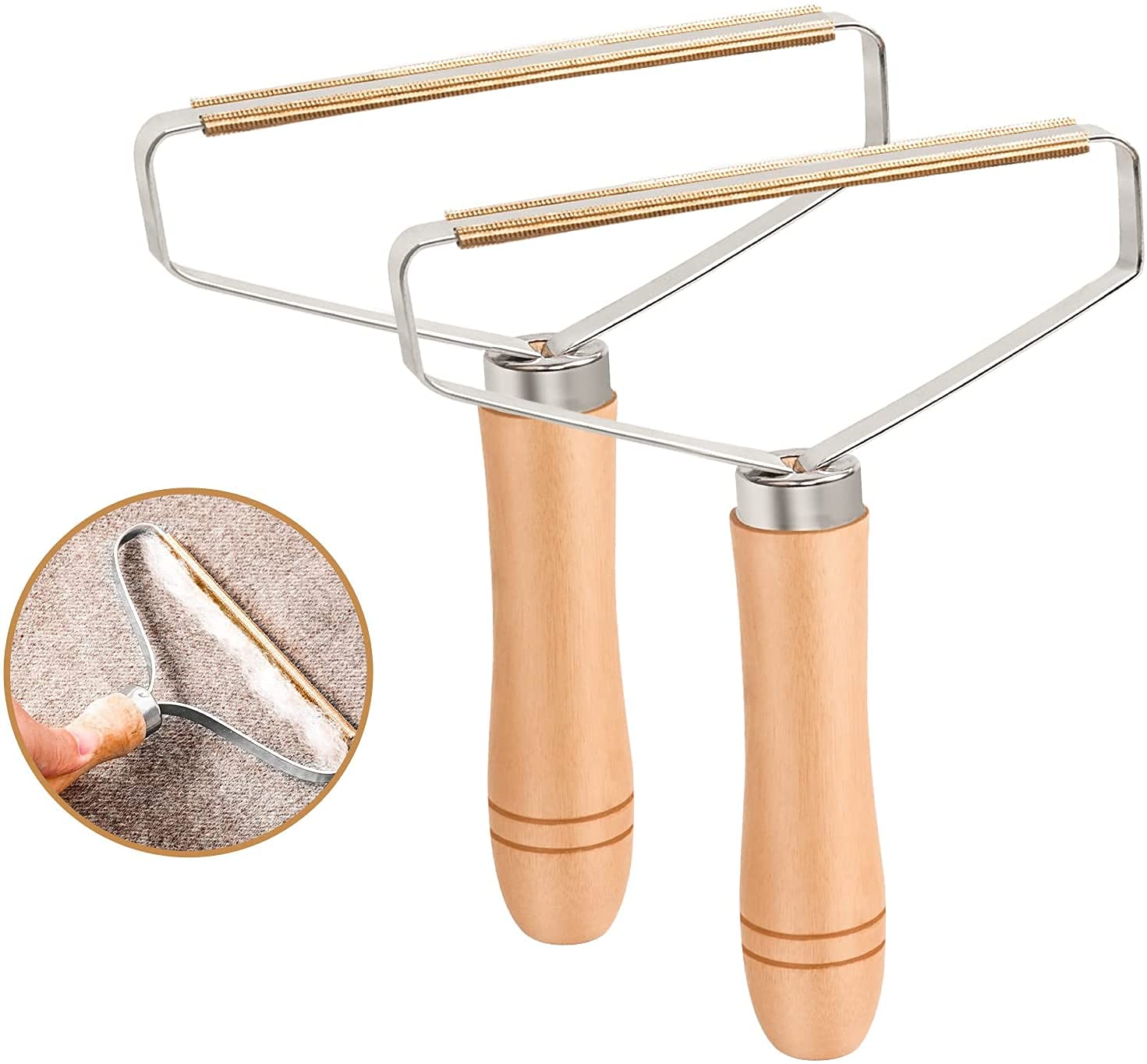 DEEPOW DOPOLAK 2PCS Portable Lint Remover, Double Sided Clothes Fabric Shaver Lint Removal Carpet Scraper Pet Fur Lint Roller, No More Lint for Couch, Stairs, Blanket, Socks, Wool, Cashmere, Coat