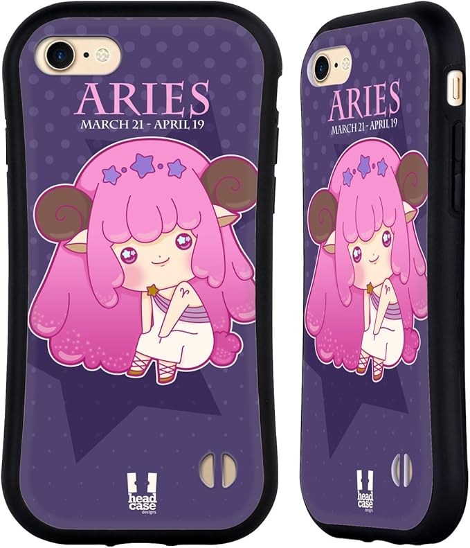 Head Case Designs Aries Kawaii Zodiac Signs Hybrid Case Compatible with Apple iPhone 7/8 / SE 2020 & 2022