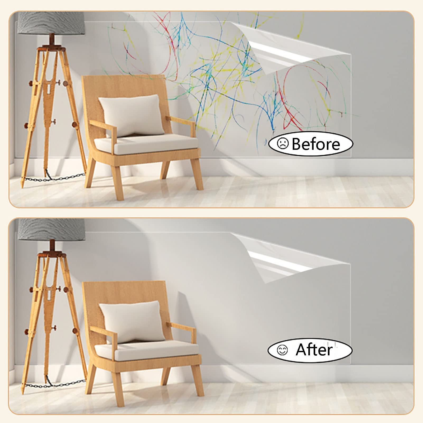 Película protectora de pared con absorción electrostática, rollo papel contacto transparente, autoadhesiva, resistente al aceite e impermeable(120x200cm)