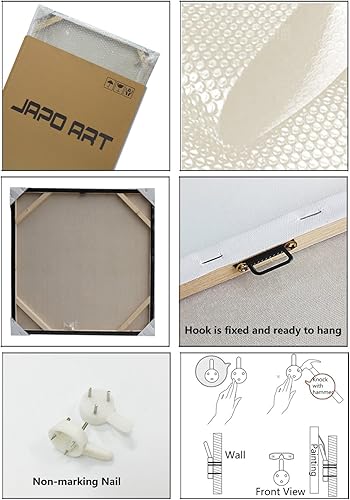 Miniatura 8 de JAPO ART Las ranas están haciendo yoga y escuchando música, divertido animal meditan rana 100% pintada a mano, pintura al óleo con marco estirado,