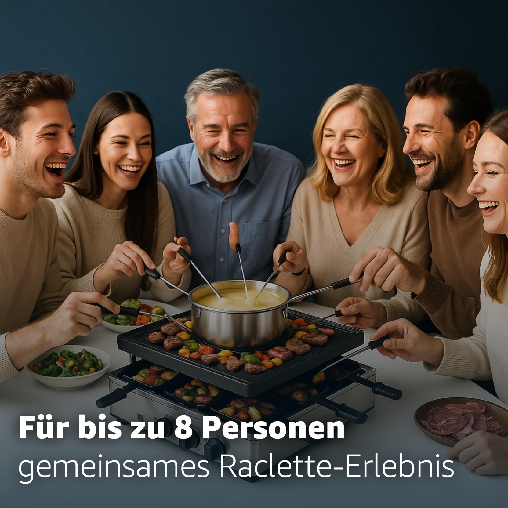 Set à fondue pour 8 personnes - Avec casserole et plaque de cuisson - Avec poêlons et grattoir