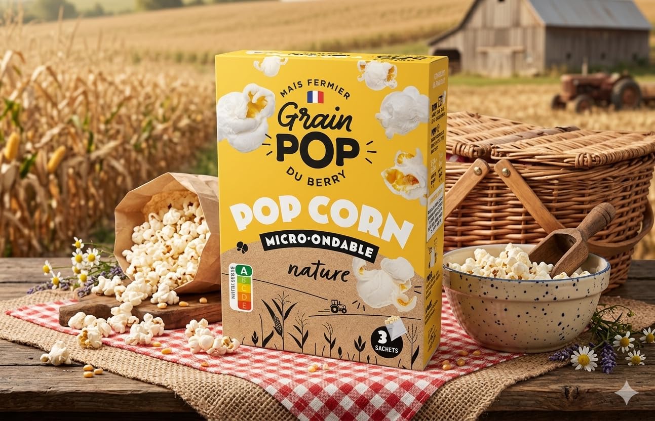 Popcorn micro-ondables - lot nature [6 boites x3 sachets] - maïs à éclater