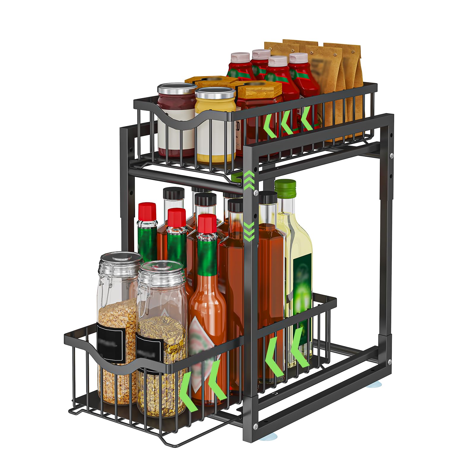 YunNasi Organizer Sottolavello Cucina, Porta Spezie | Cassetto a Cestello a 2 Piani, Organizzazione Multiuso per Armadio, Cucina, Dispensa e Bagno