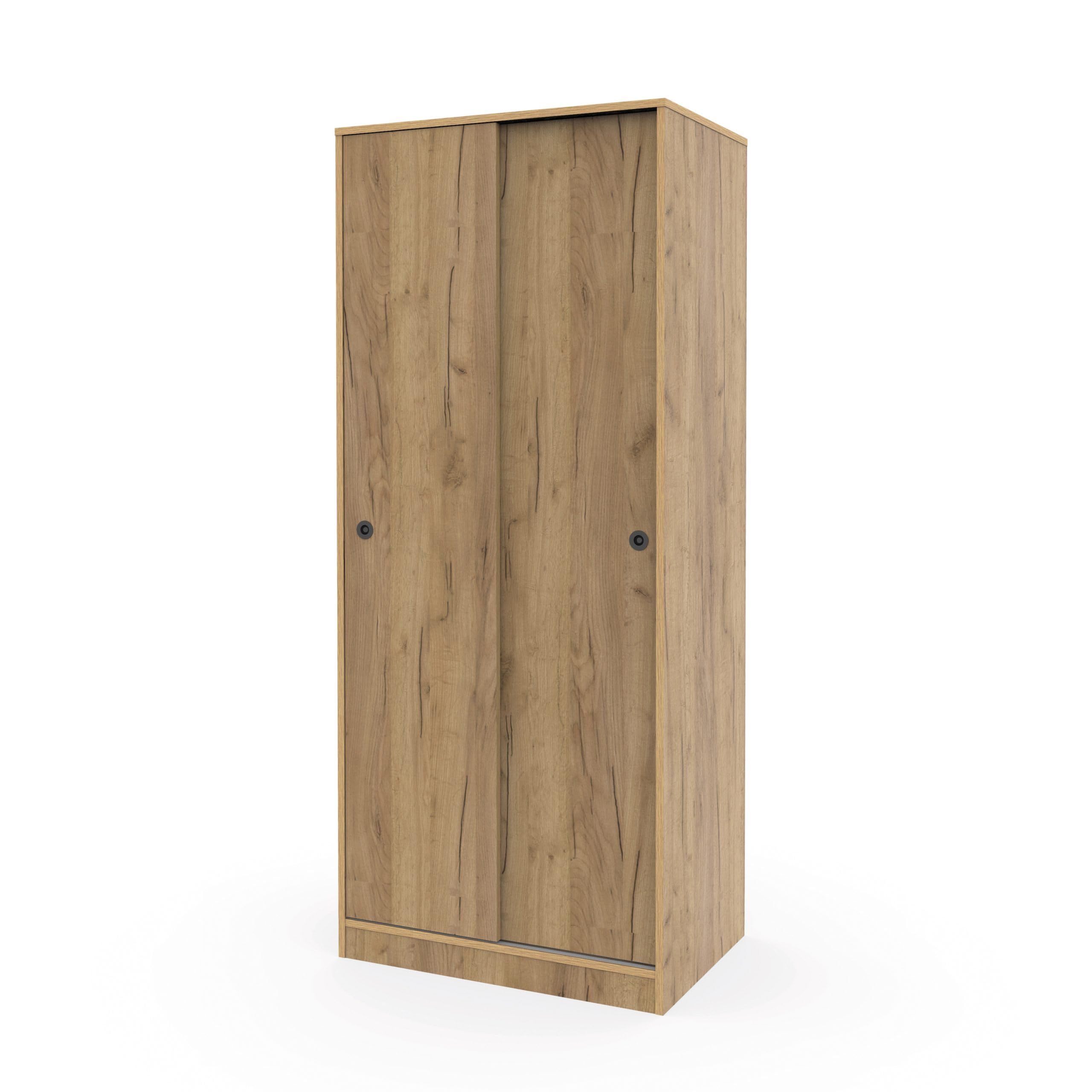 Armario Dormitorio Ropero 2 Puertas Correderas, 1 Barra y 1 Estante Tipo altillo, Roble Kraft, 180x74x50cm (Alto x Ancho x Fondo), Mueble Moderno, Modelo Bianca