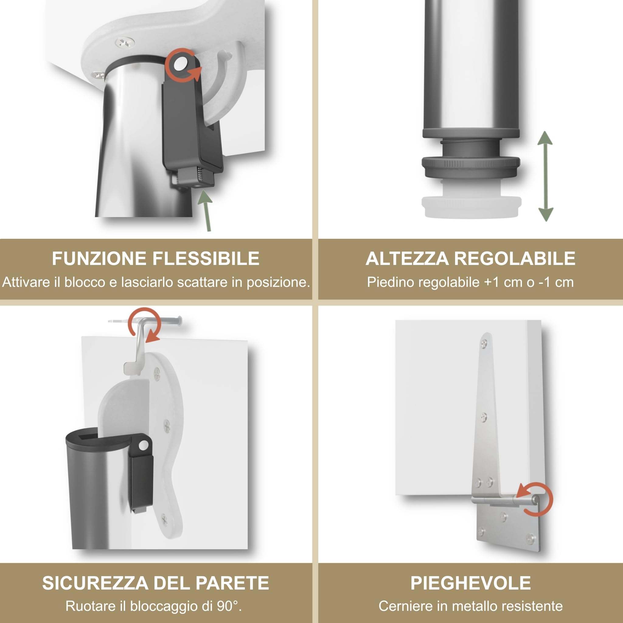 Tavolo pieghevole a parete Piano del tavolo 80x50 cm in bianco Tavolo pieghevole Tavolo da pranzo Tavolo da cucina a parete Altezza tavolo 74 cm Gamba del tavolo pieghevole