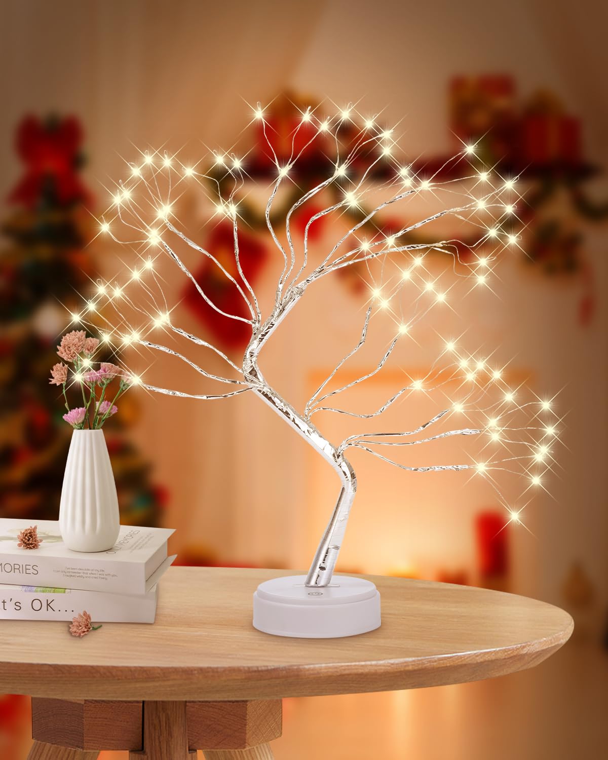 Arbre Lumineux Vintage Avec Oiseaux - 53,3 Cm, 60 LED Blanc Chaud - Alimentation Piles (non Fournies)