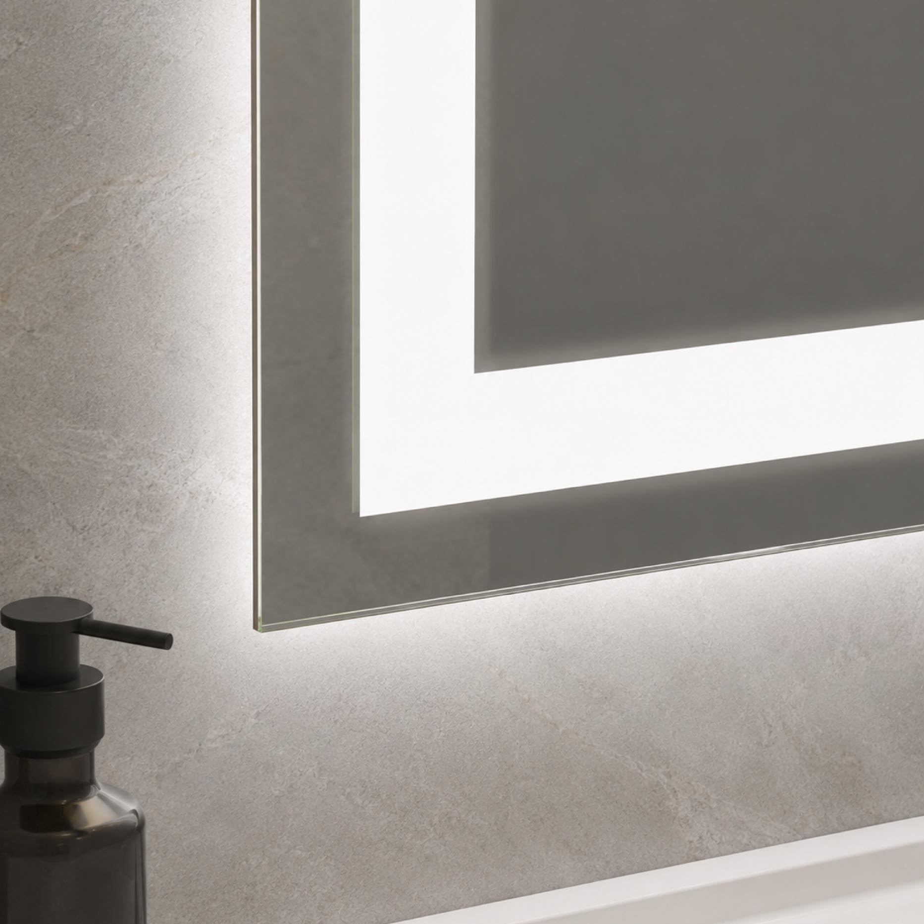 Neo – Espejo Baño LED Rectangular 80x100 cm con Antivaho – Luz Frontal y Retroiluminado, Luz Regulable 3 Tonos, Interruptor Táctil, Montaje Horizontal o Vertical