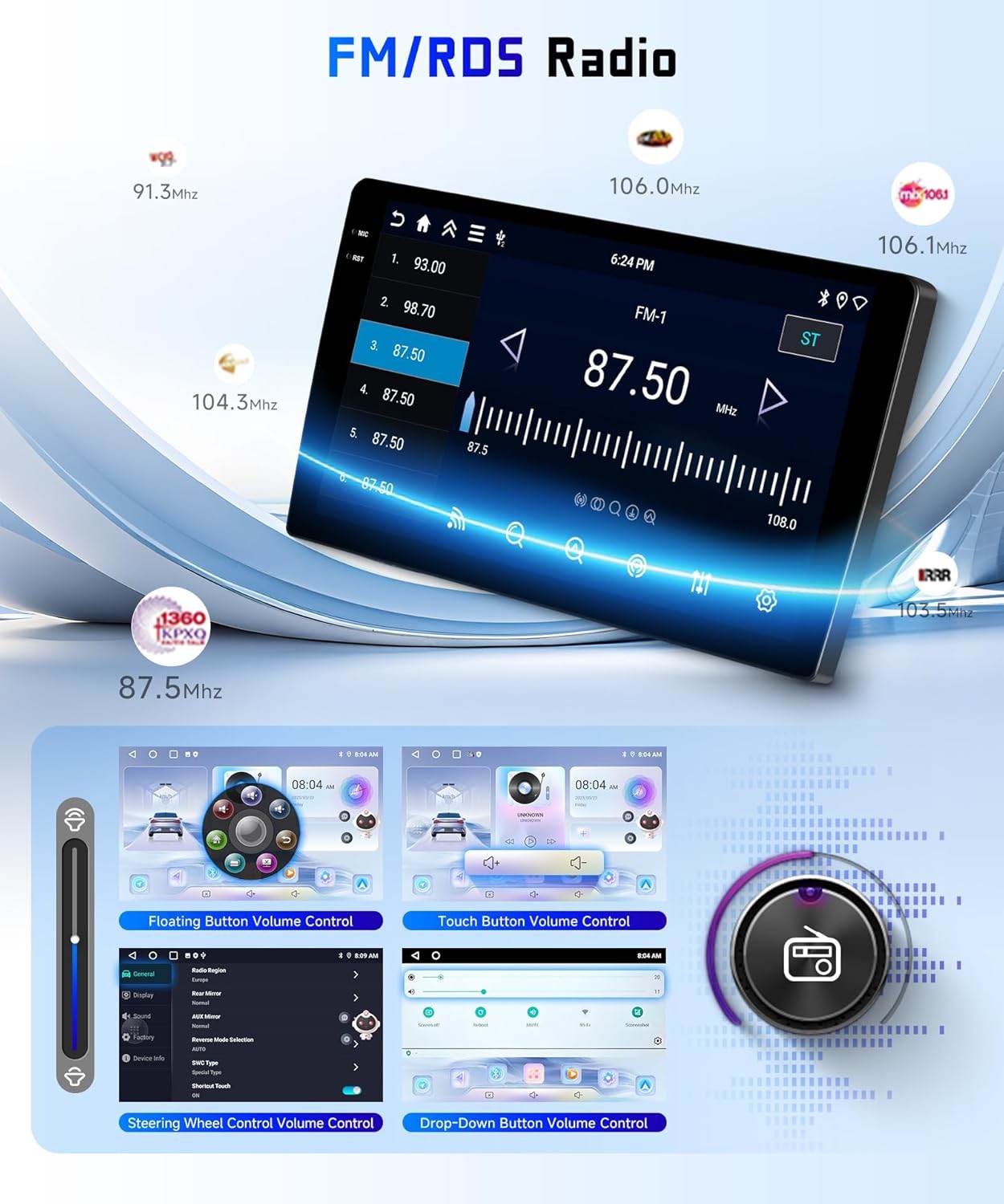 4G+128G Car Radio Stereo for Ford Escape/Mazda Tribute 2007-2012, 9inch HD in-Cell Touch Screen/Android 15/Wireless CarPlay/Android Auto/GPS/WiFi/5.0Bluetooth/FM/SWC/AHD Camera