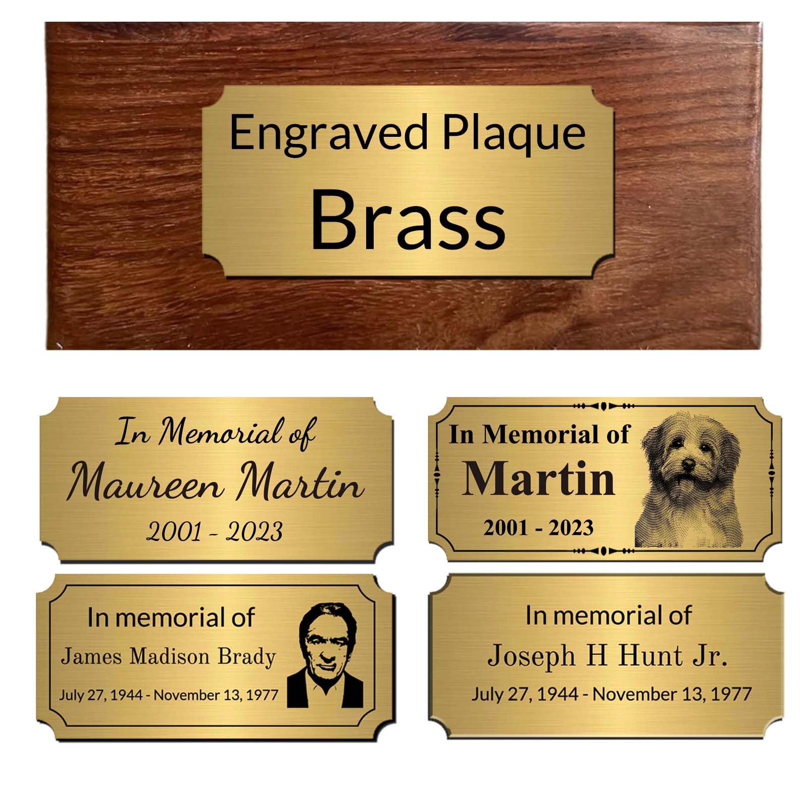 Signxuni Custom Engraved Brass Memorial Plaque for Urn Box with Photo Engraved Urn Plate