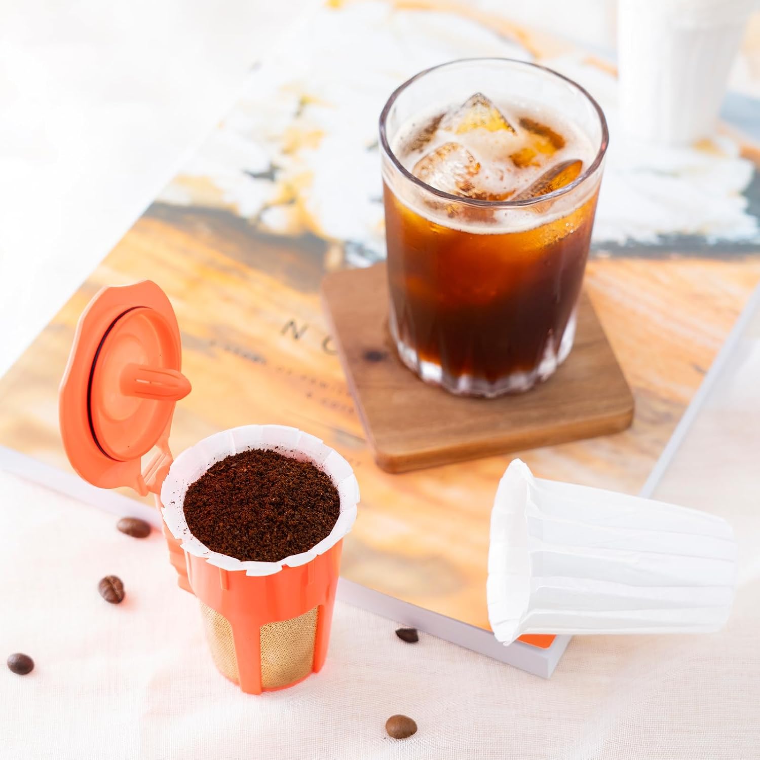 Disposable Paper Coffee Filters K Cup Paper Filters for K-eurig Single Brewer Reusable Cups, K-Cup Coffee Pods, Fit Most K eurig Single Serve Filter Brands Coffee Pods (White 100 Count, Large) - Image 6