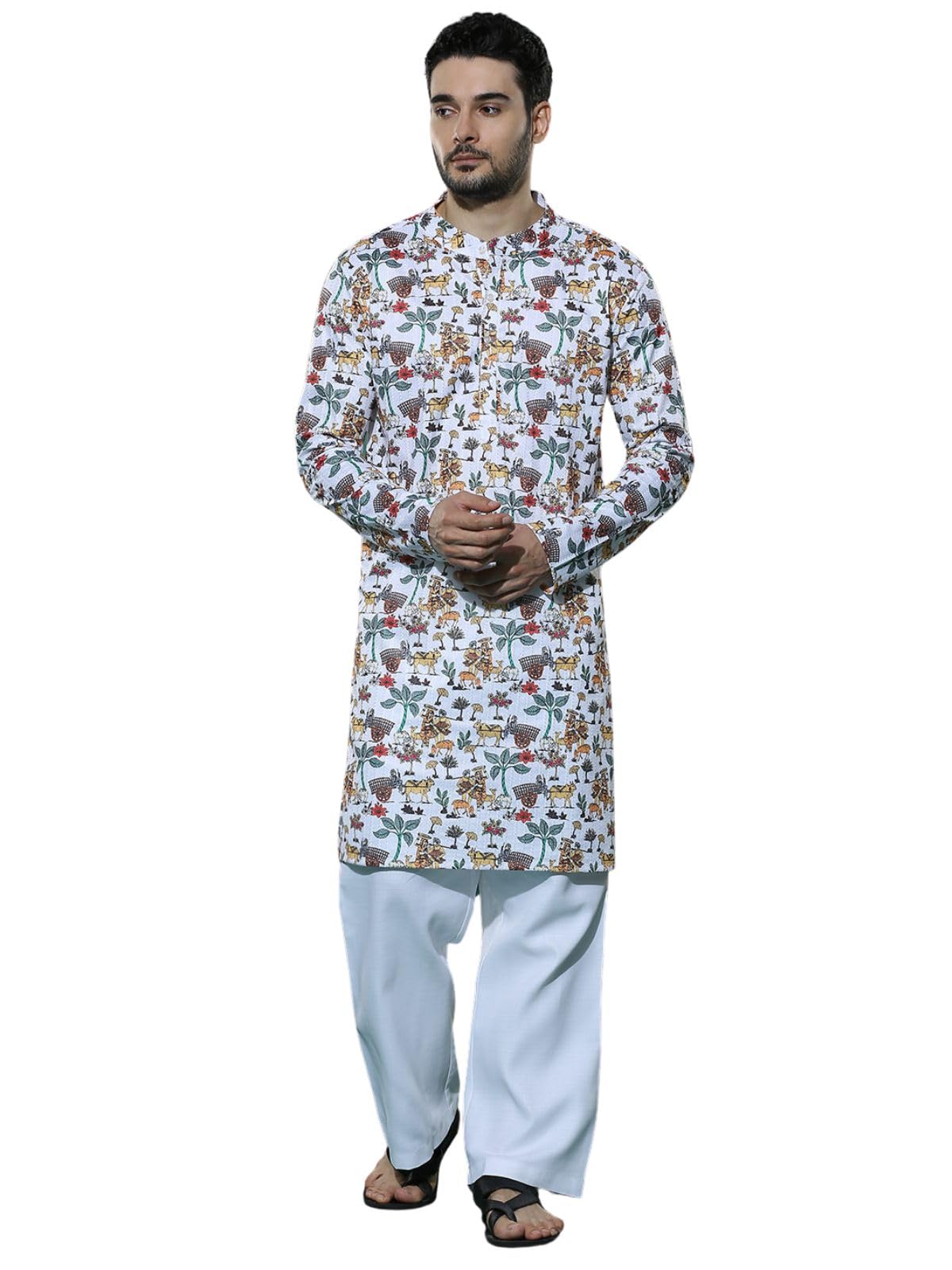 Greciilooks Kurta For Men | Kurta Set For Men | Kurta Pyjama Set For Men | Kurta Set For Men Kurta For Men With Sequin Embroidery (In, Alpha, M, Regular, White)