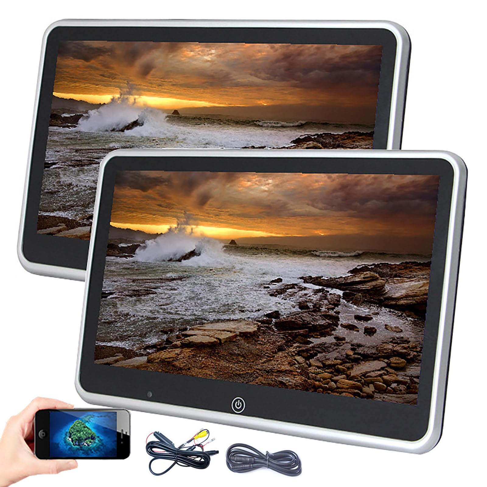 Pantalla TáCtil para Reposacabezas De AutomóVil De 11,6", Pantalla Multimedia para AutomóVil, InterconexióN De TeléFono MóVil, Compatible con Wi-Fi, Bluetooth, Tarjeta TF, FM,2PCS