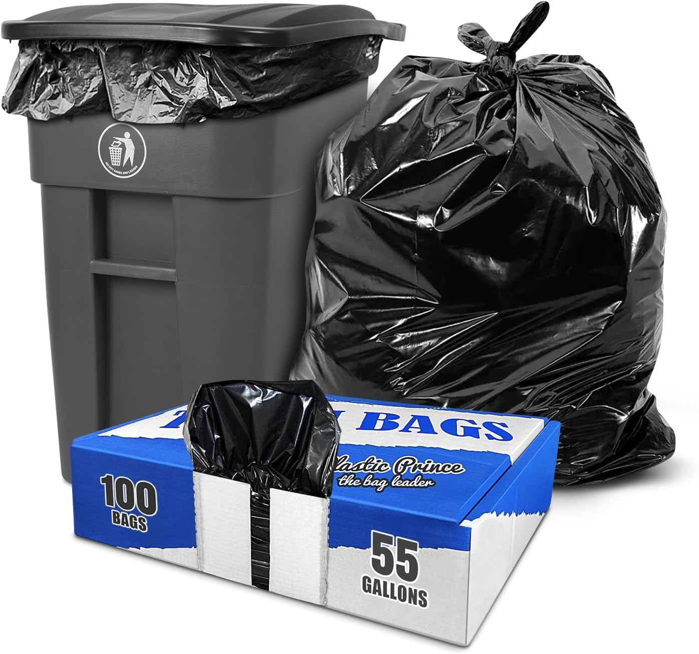 (100 Pack) 5560 Gallon Trash Bags, 2 Mil, Heavy Duty, Fits
