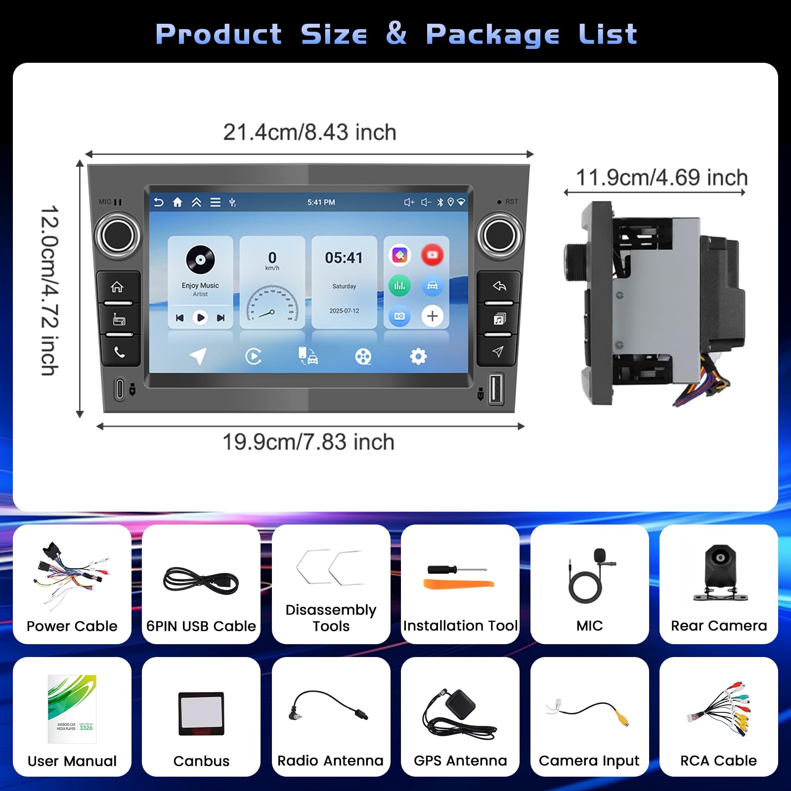 Hikity 4+128G Android Radio Coche para Opel Astra H/Zafira B/Corse C D Inalámbrico Carplay, Pantalla Táctil Incell 7 Pulgadas Android Auto/Bluetooth 5.0/GPS/FM/RDS/Cámara Trasera(Gris Acero)