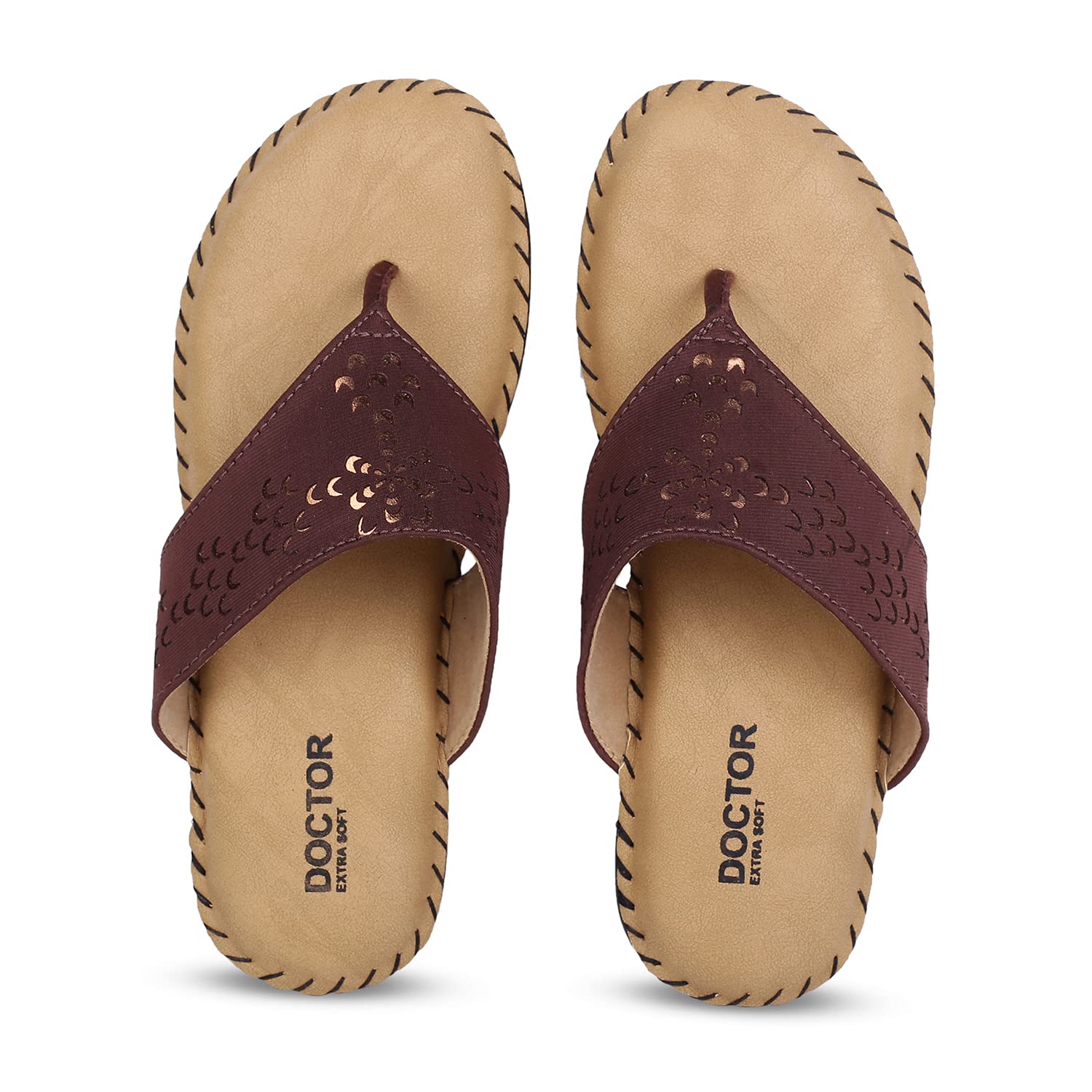 DOCTOR EXTRA SOFT Chappal Ortho Care Orthopaedic and Diabetic Comfort Doctor Flip-Flop and House Slippers for Womens (BROWN, numeric_9) (B09KVFS84G) Amazon Price History, Amazon Price Tracker