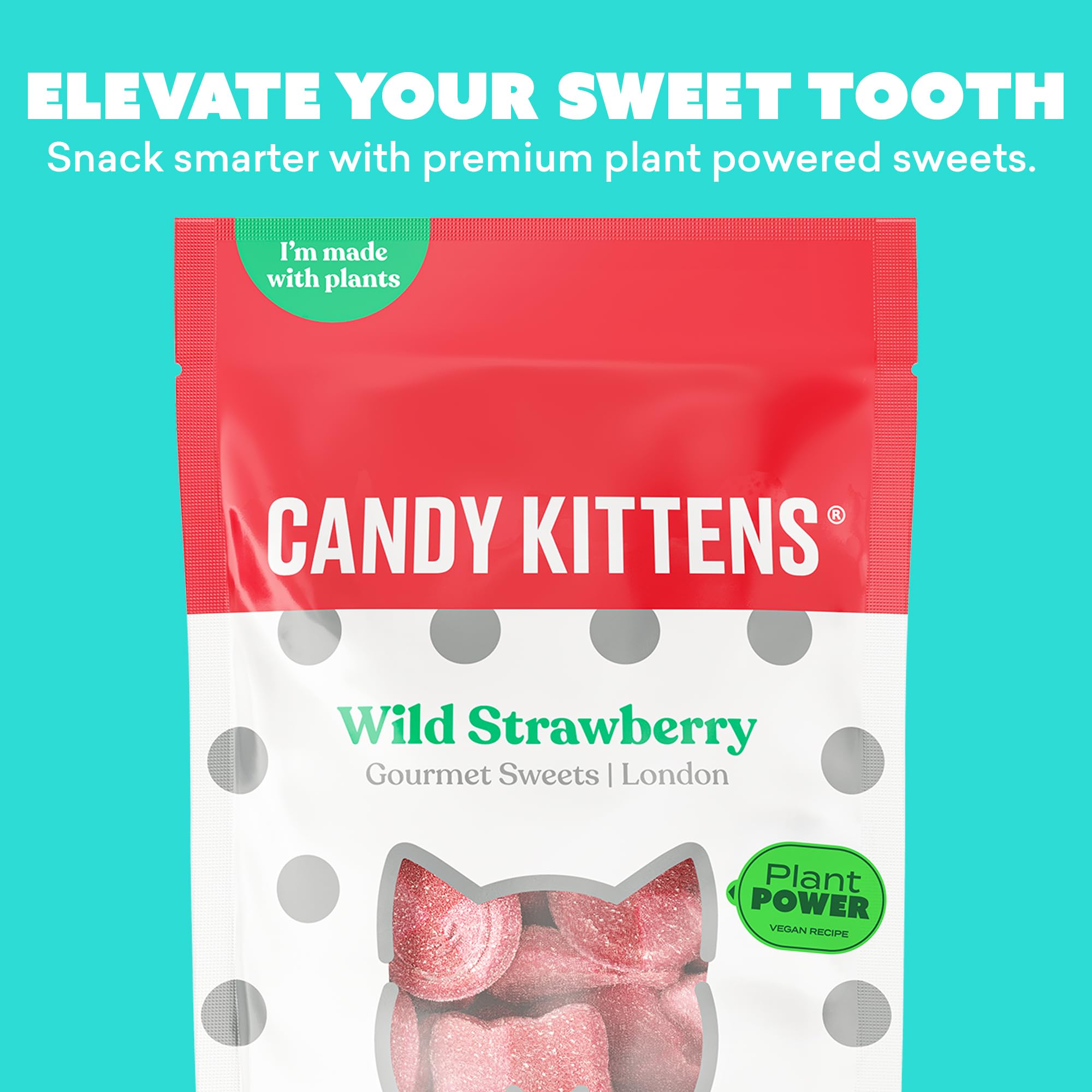 Candy Kittens Vegan Fruit Gum Wild Strawberry 140g - Gourmet Sweets aus London