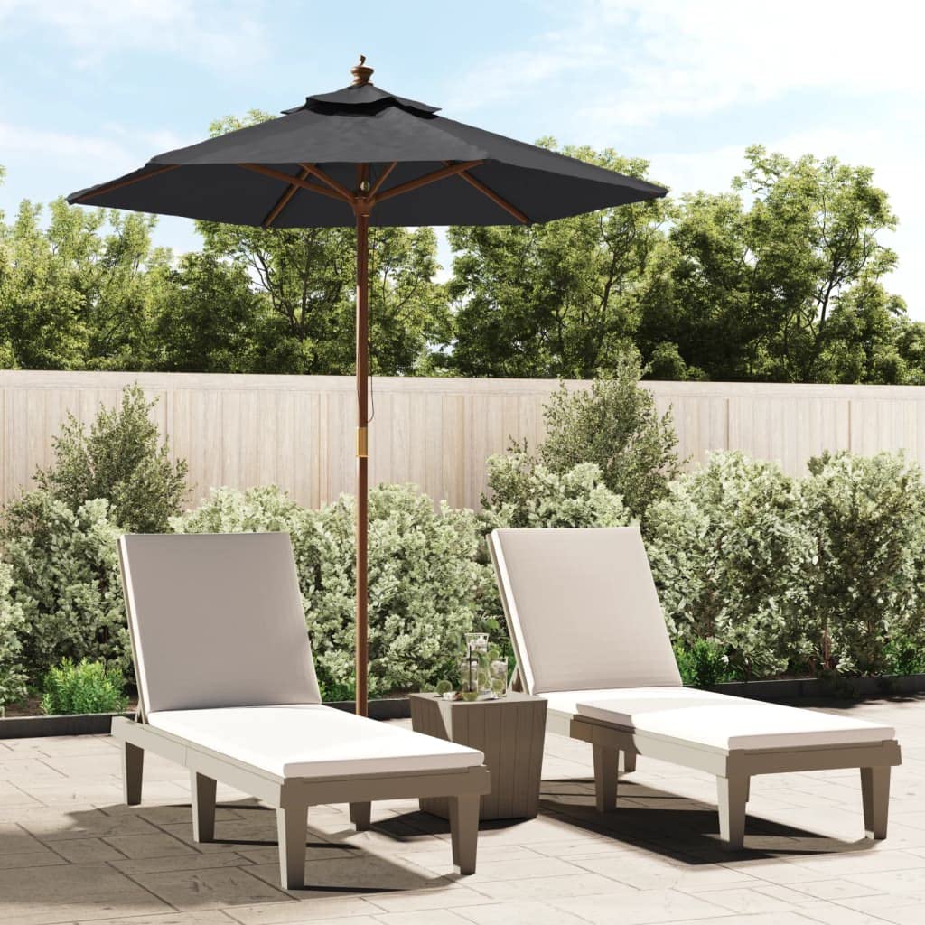 Genérico Sombrilla de jardín con Poste de Madera Negro 196x231 cm,Casa y jardín,Jardín,Artículos de Exterior,Sombrillas-363165