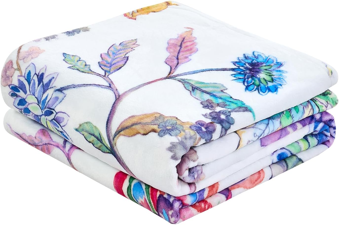 Floral Throw Blanket Birthday Gift for Women Mom Girls Peacock Flowers Blanket Summer Wildflower Flannel Blanket Watercolor Printed Throw for Couch Sofa Bed Chair 50"x60" - Image 7