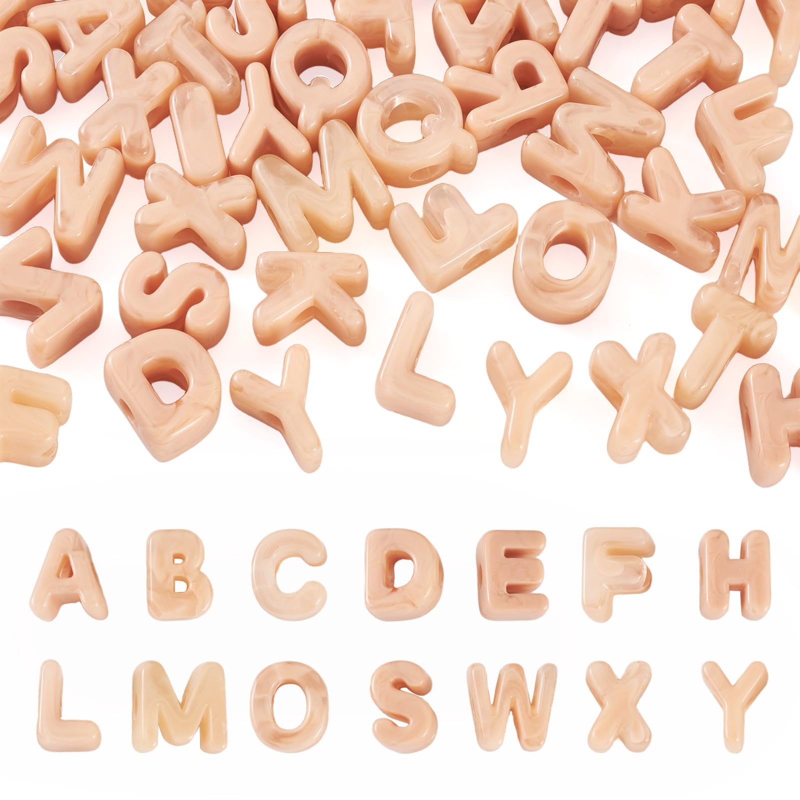 Cheriswelry 50Pcs Apricot Acrylic Letter European Beads
