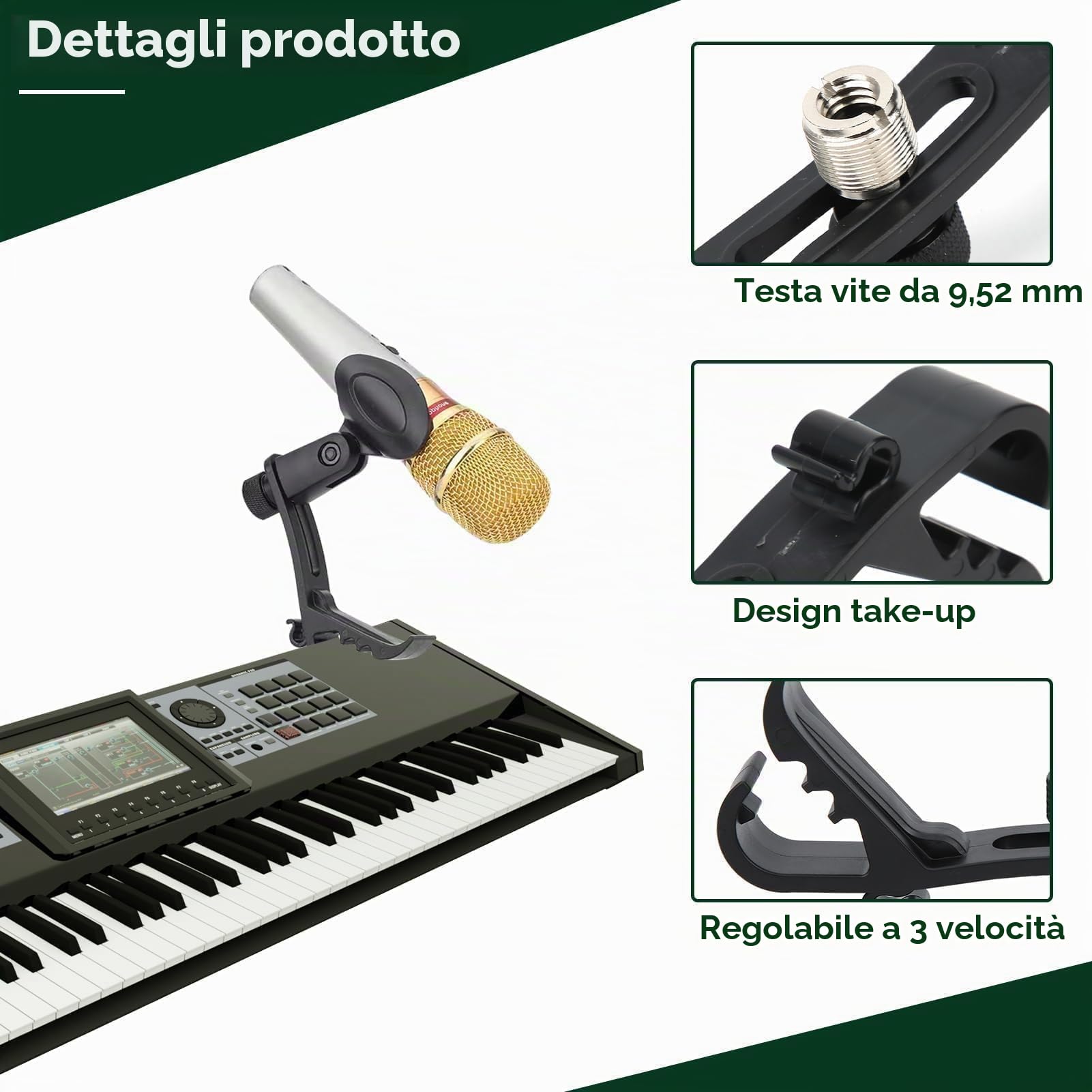 Drum Microphone Clip, 4Pcs Clip per Batteria per Microfono a Tamburo Morsetti Supporto per Tamburo per Microfono Antiurto Accessori per Microfoni per Bordo Tamburo