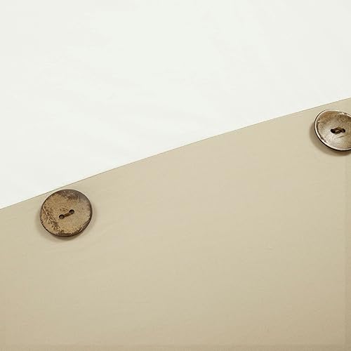 Miniatura 5 de Lush Decor Juego de edredón de 5 piezas con botones de lino, tamaño matrimonialqueen, ropa de cama rústica y elegante con fundas europeas, diseño