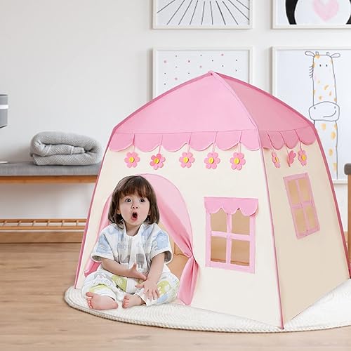 Miniatura 2 de Tienda de campaña de princesa de 51.18 x 39.37 x 51.18 pulgadas, tipi para niños, castillo de princesa, tipi, gran casa de juegos de hadas para