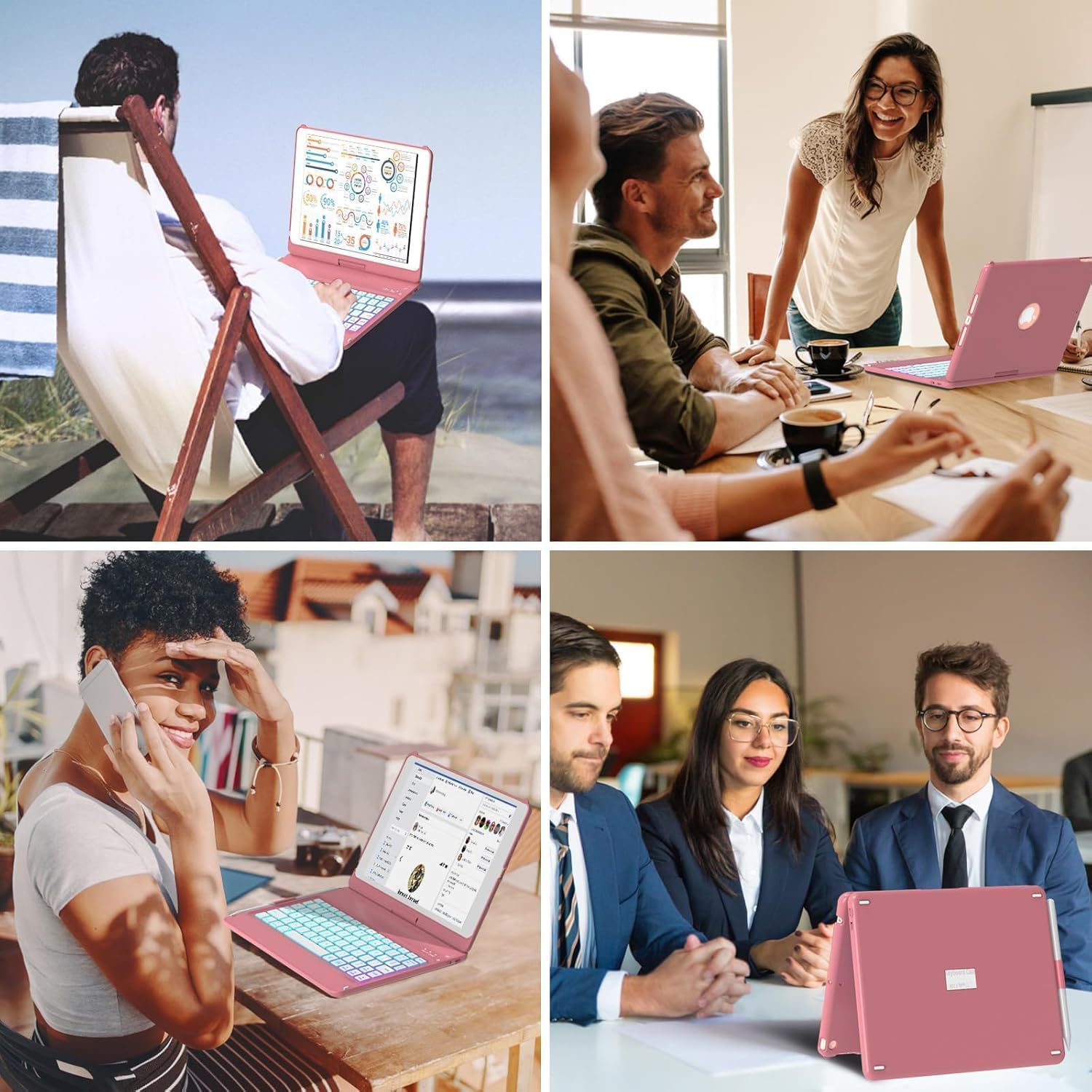 MMK Keyboard Case Compatible with iPad 10.2 inch 9th Gen 2021,for iPad 8th Generation 2020, 7 Color Backlit 360 Rotatable Wireless Detachable Bluetooth Keyboard Cover Tablet Case - Image 7