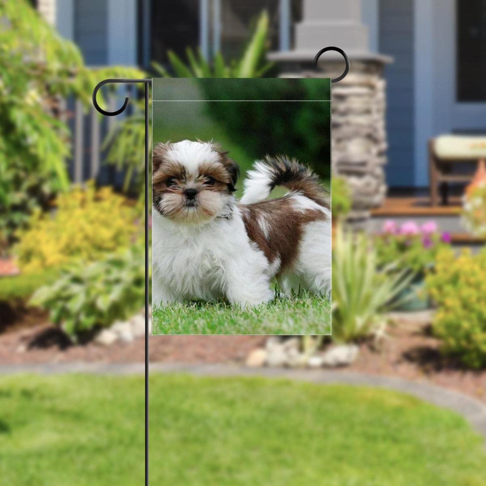 Bandiera Da Giardino Shih Tzu Double Sided - 28x38 Cm, Resistente Alle Intemperie, Prodotta Negli USA