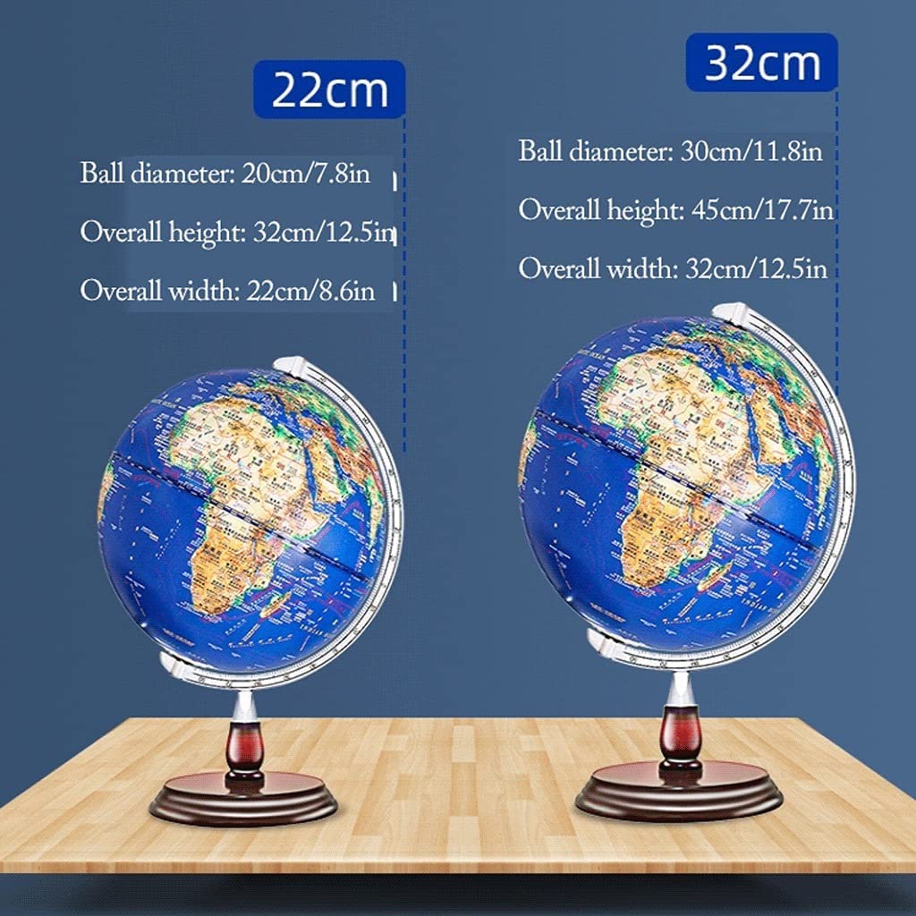 POCHY Mappamondi Mini mappamondo Blue Oceans Globo geografico Globo educativo bilingue Illuminato Globo Unico per la casa della Scuola Pratico Moda