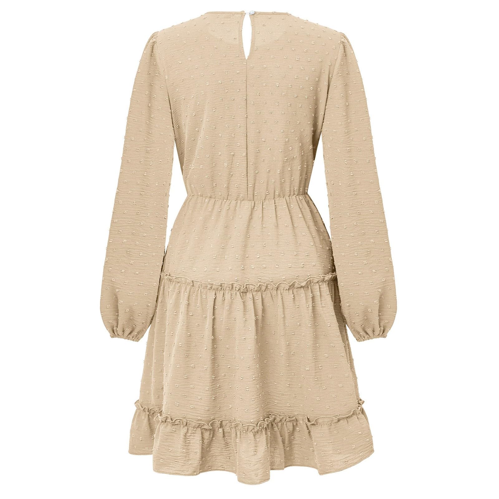 2026 trapèze Femme à Volants Manches Longues col V Dentelle Couture Ourlet élégant pour Tenue Casual