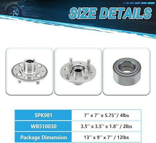 Miniatura 2 de 4 unidades de cojinete de rueda delantera para Honda Civic 1992 1993 1994 1995 1996 1997 1998 1999 2000 EX 1.6L  SPK981 WB510030