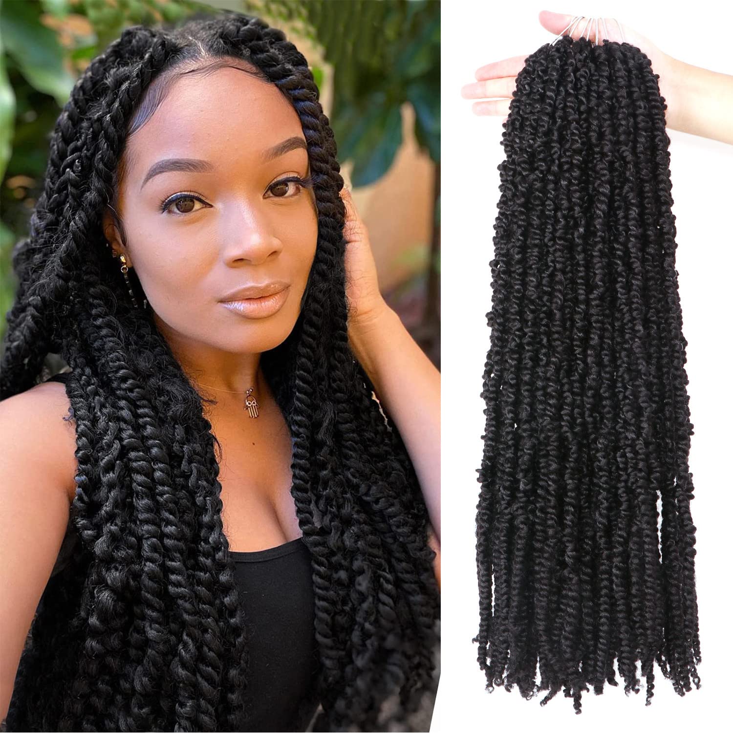 Passion Twist Hair Crochet Trenzas de pelo sintético para trenzar trenzas de pelo falso (60,9 cm (paquete de 8), 1B)