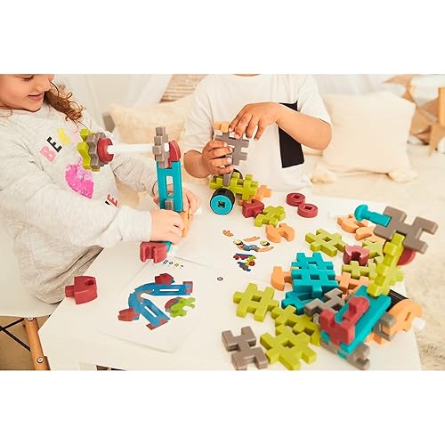 Miniatura 4 de edxeducation Fun Blocks - Juego de actividades para niños, 83 piezas, 19 formas, juguete de construcción para niños, 16 tarjetas de actividades