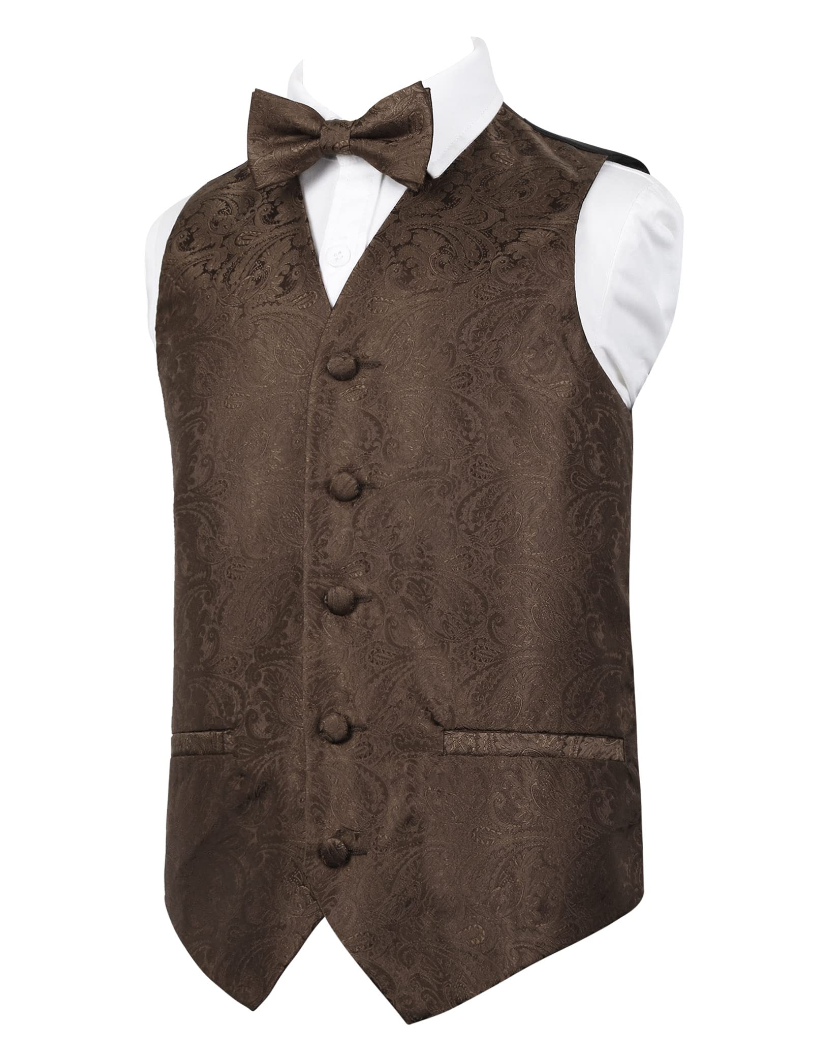 Alizeal Boys 2PCS Classic Pre-Tied Paisley Bow Tie Suit Vest Set