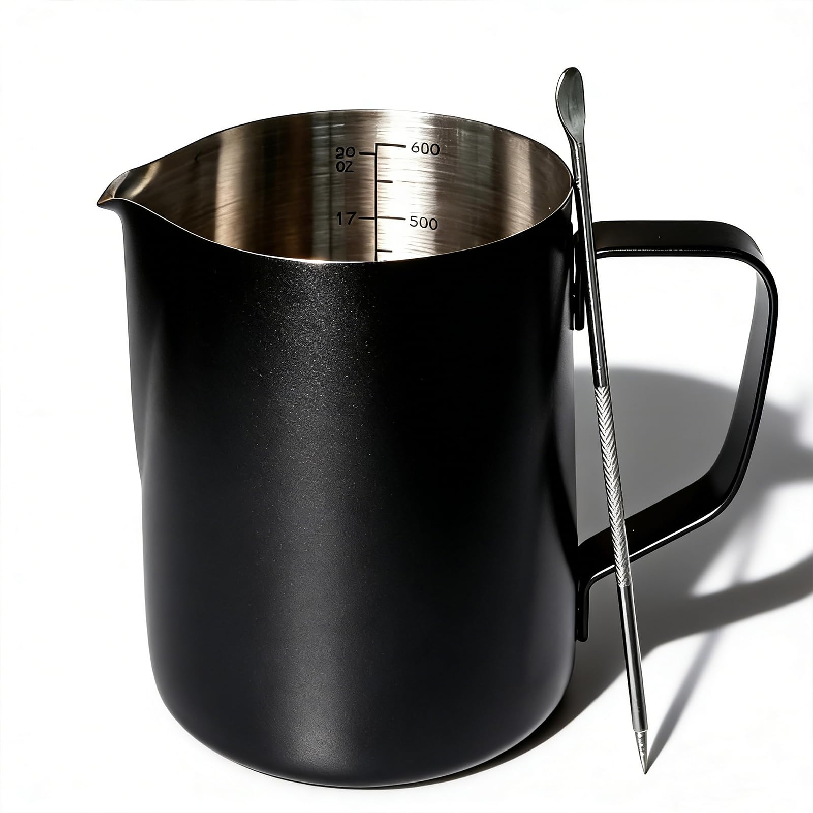 SVNR Milk Frother Jug - 600ml/20oz Stainless Steel Milk Frothing Jug, Milk Jug for Coffee Machine, Barista Accessories for Making Cappuccino Latte Frothy Milk - Sleek Black Design — image 1