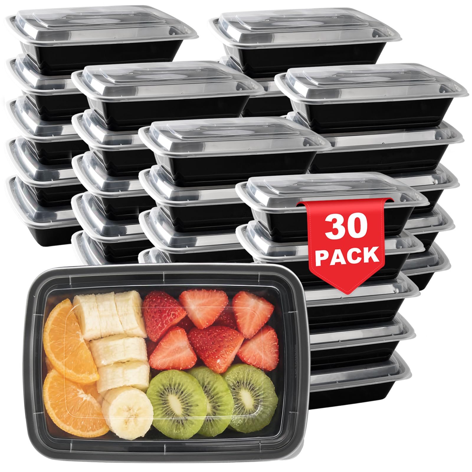 tropipak Meal Prep Containers, 3 Compartment Containers, 32 oz, 30 Pack — image 1