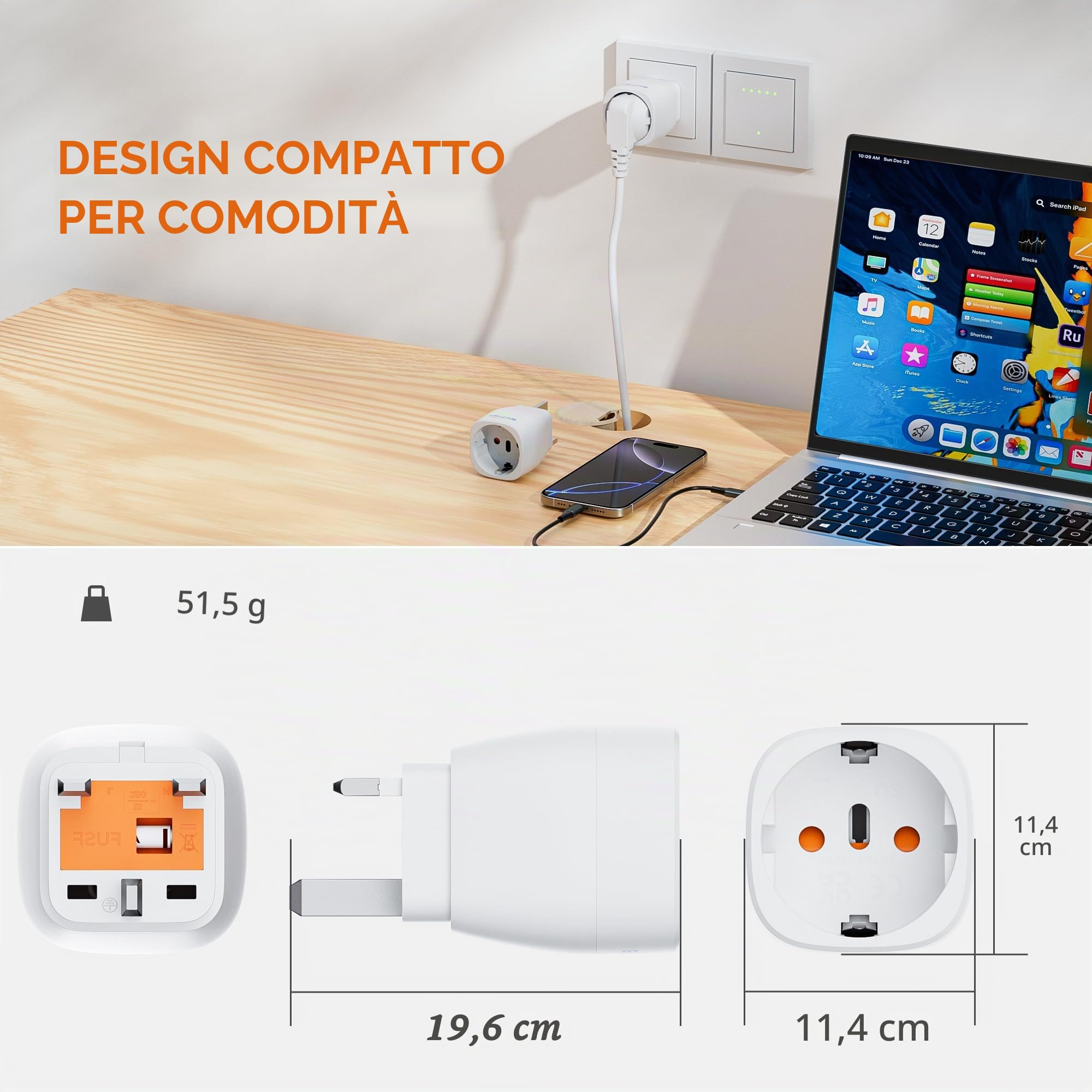 Bigfish Adattatore Presa Inglese 2 Pezzi UK Tipo G UE a Inghilterra