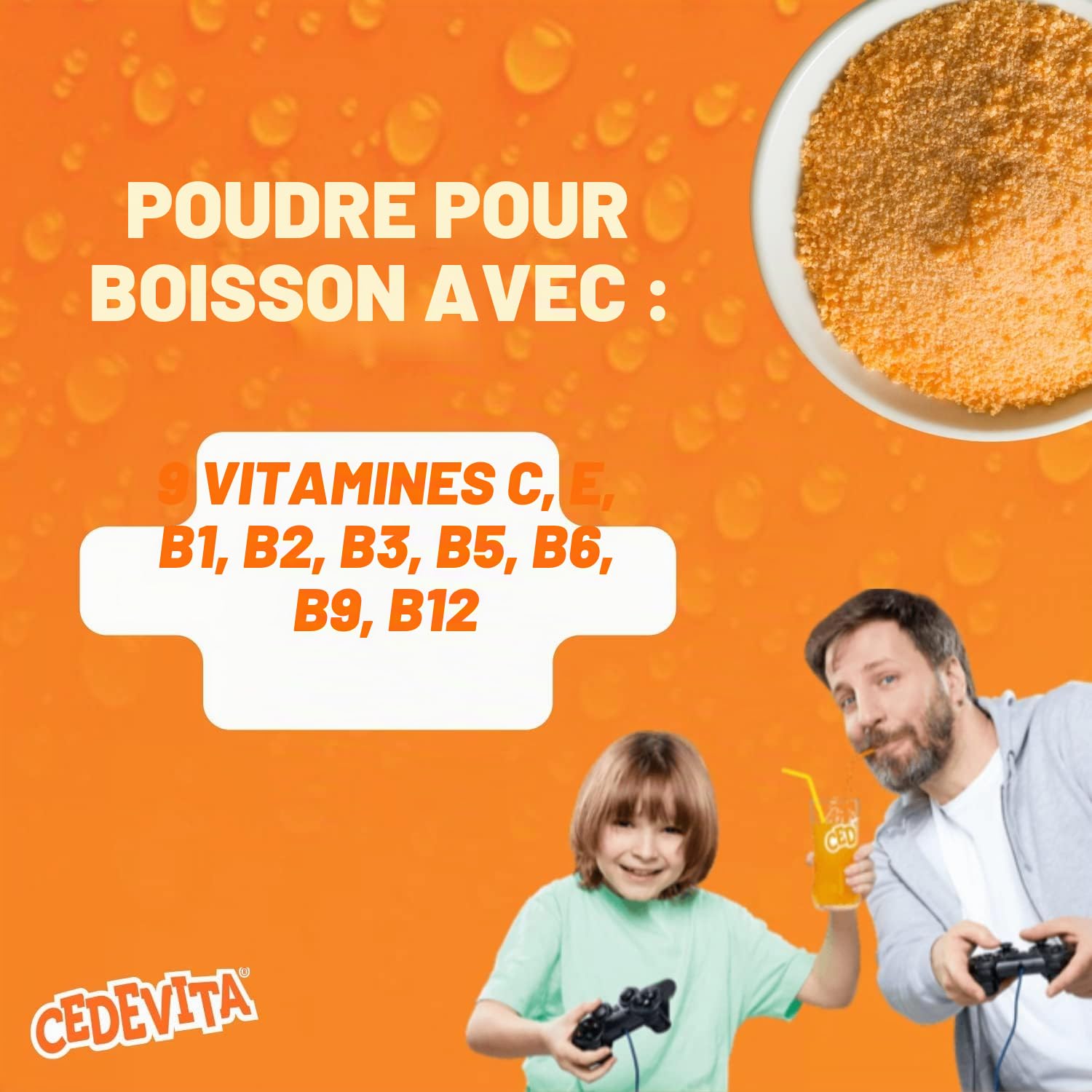 Cedevita orange 2 x 1 kg naranca poudre effervescente avec 9 vitamines pour 26L boissons non alcoolisées