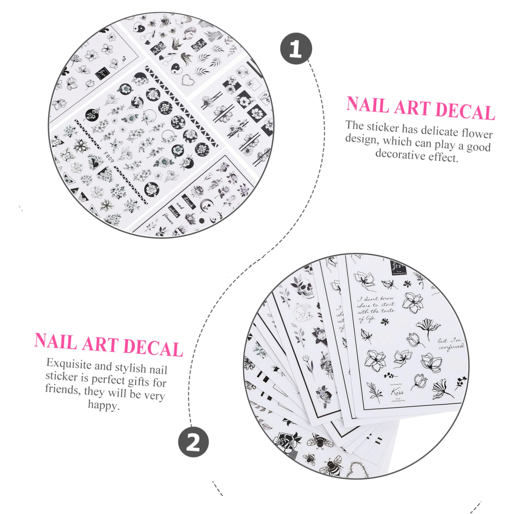 ABOOFAN 50 Hojas Arte De Uñas Pegatinas Clavo Esmalte De Uñas Pegatinas Decoración De Flores Suministros De Arte De Uñas Transferencias De Uñas De Flores 3d Pegatinas Decorar Las Flores