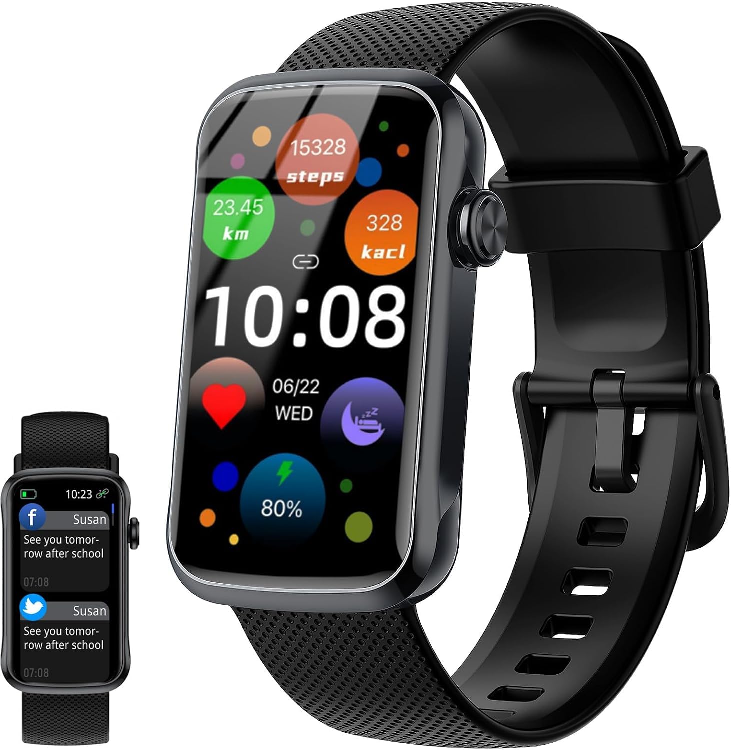 Fempoin Reloj Inteligente para Hombre y Mujer, podómetro, SpO2 SmartWatch