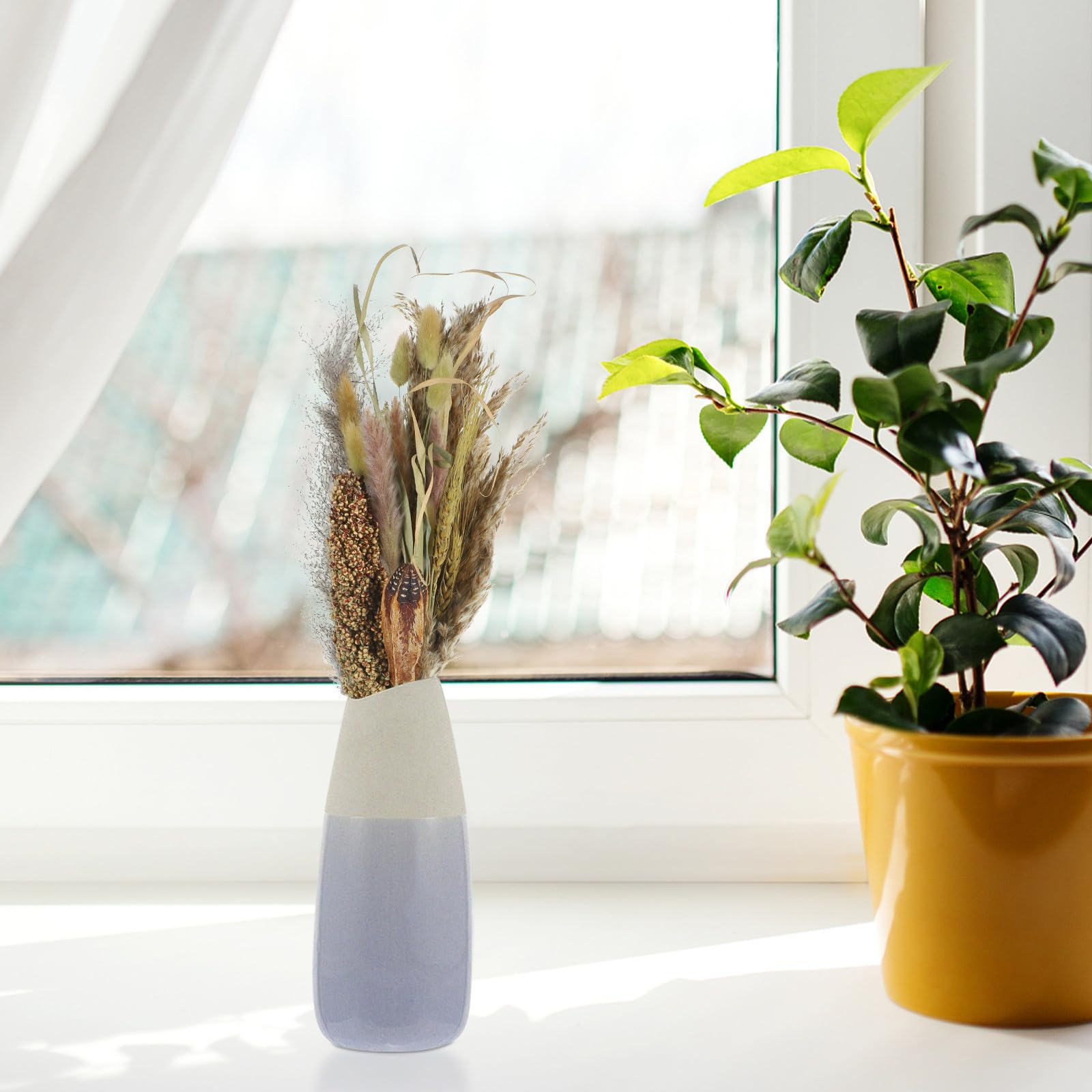 Zerodeko Ramo de Flores Secas Caña y Sorgo para Ambiente Rústico del Hogar y Jarrón, Adecuado para Bodas y Adorno Natural en Interiores