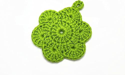 Flower Large Thick Cotton Cup Mug Crochet Coaster Mat - Lime