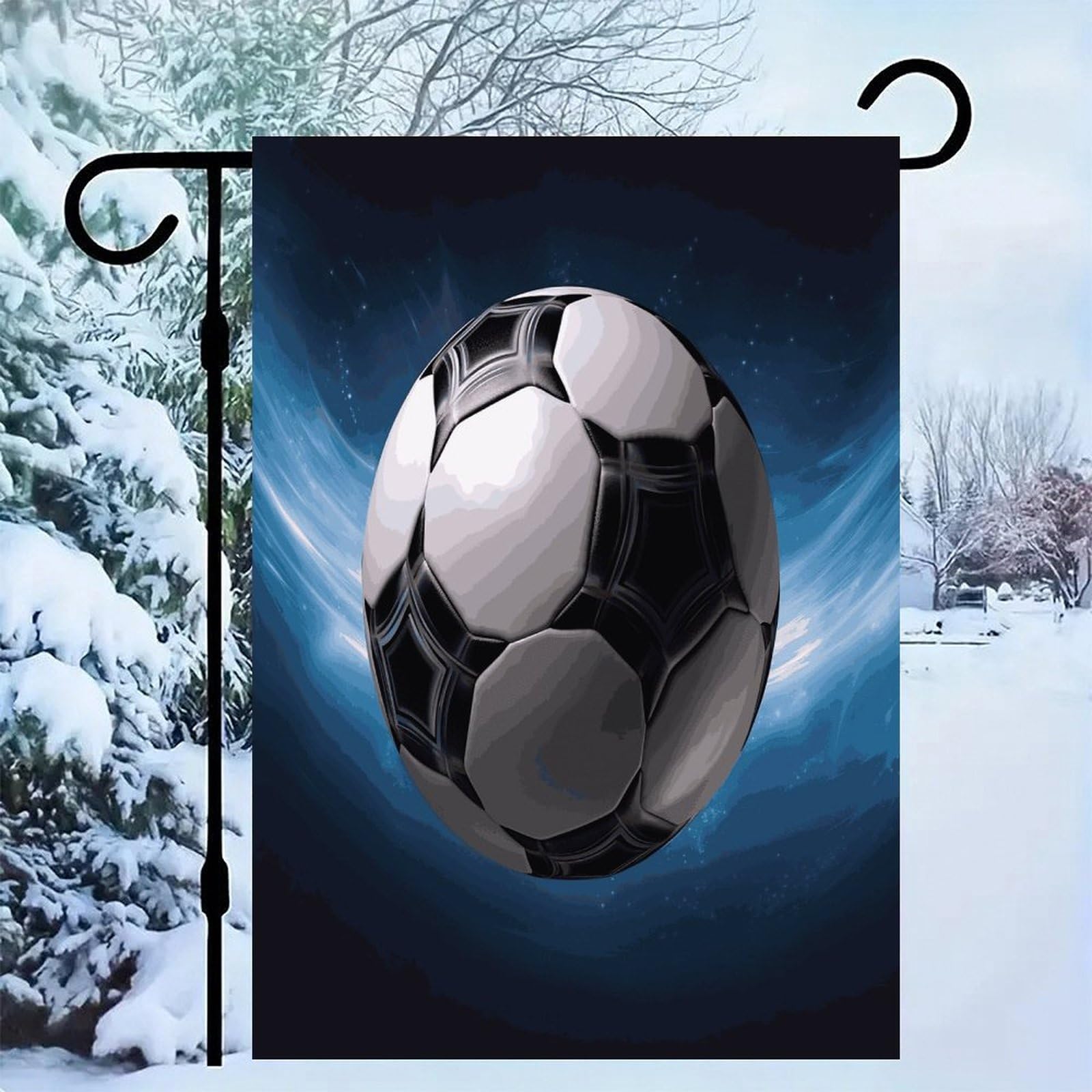 Balón de fútbol bandera de jardín exterior de doble cara con costuras de alta resistencia