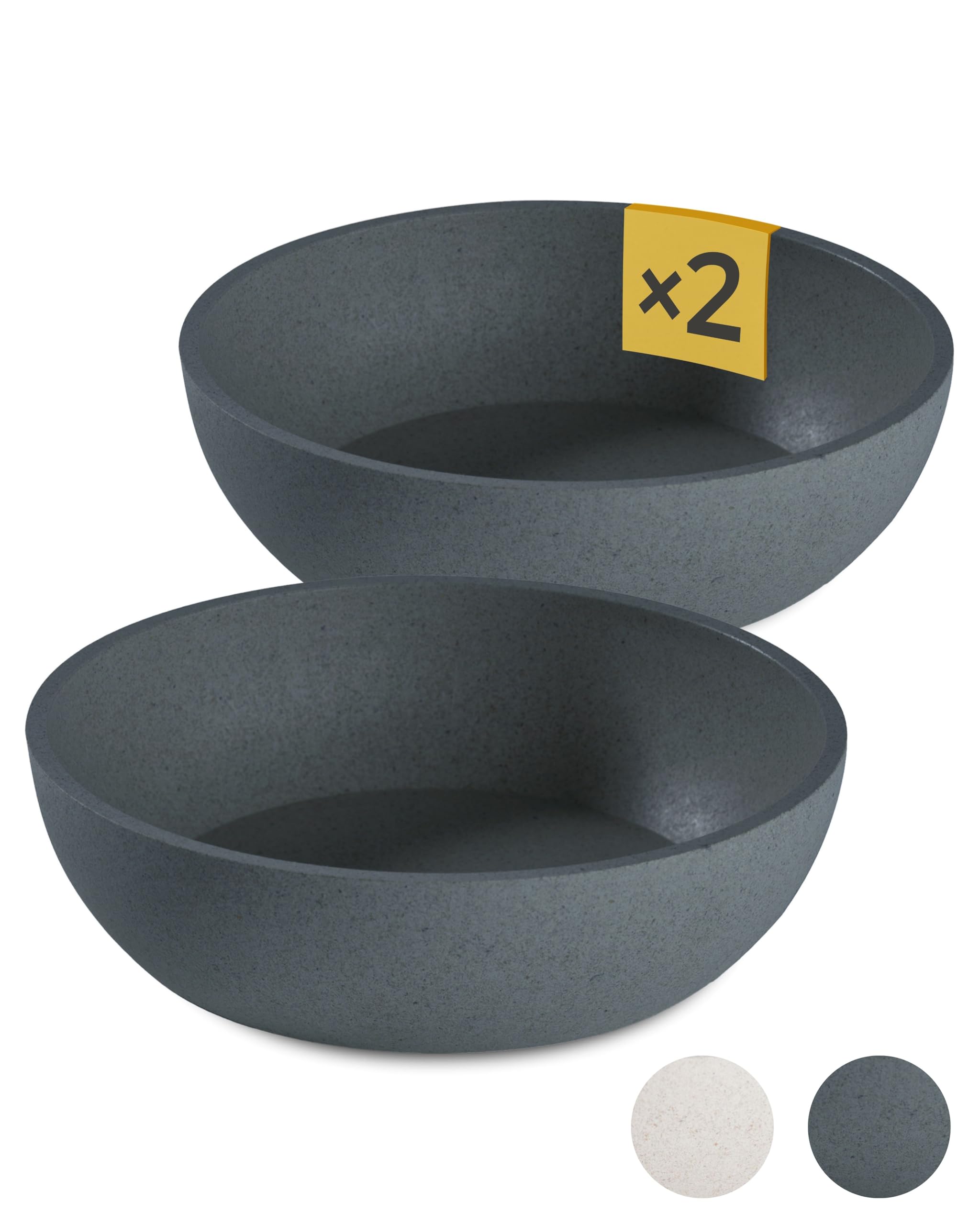 PiuPet® Miska na karmę I 2 x 1L I Szary I Mycie w zmywarce I Średnica 21,5cm I Miska dla dużych psów I Miska na wodę dla psów I Miska na karmę dla psa