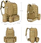 EZshoot Tactical Backpack 60L Military Army Rucksack Large Survival Molle Day Pack for Men Women, Detachable Outdoor Bag